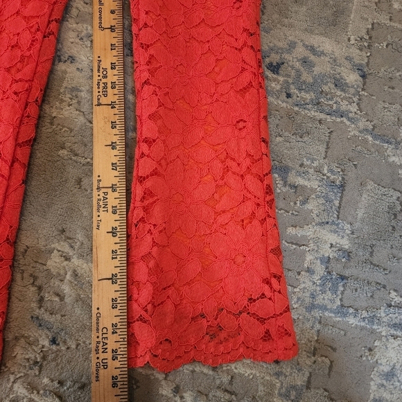 NWOT FREE PEOPLE WILD LACES PULL ON CROP FLARE PANTS IN AUDACIOUS RED - Picture 15 of 16